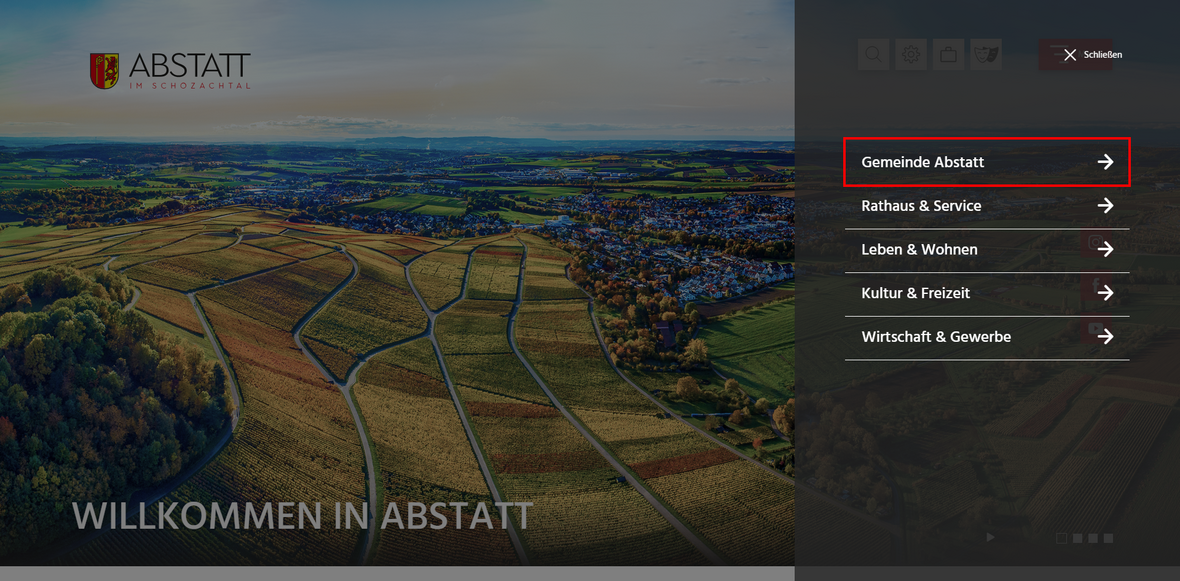 Menüpunkt Gemeinde Abstatt