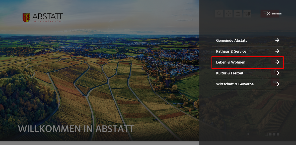 Menüpunkt Leben und Wohnen